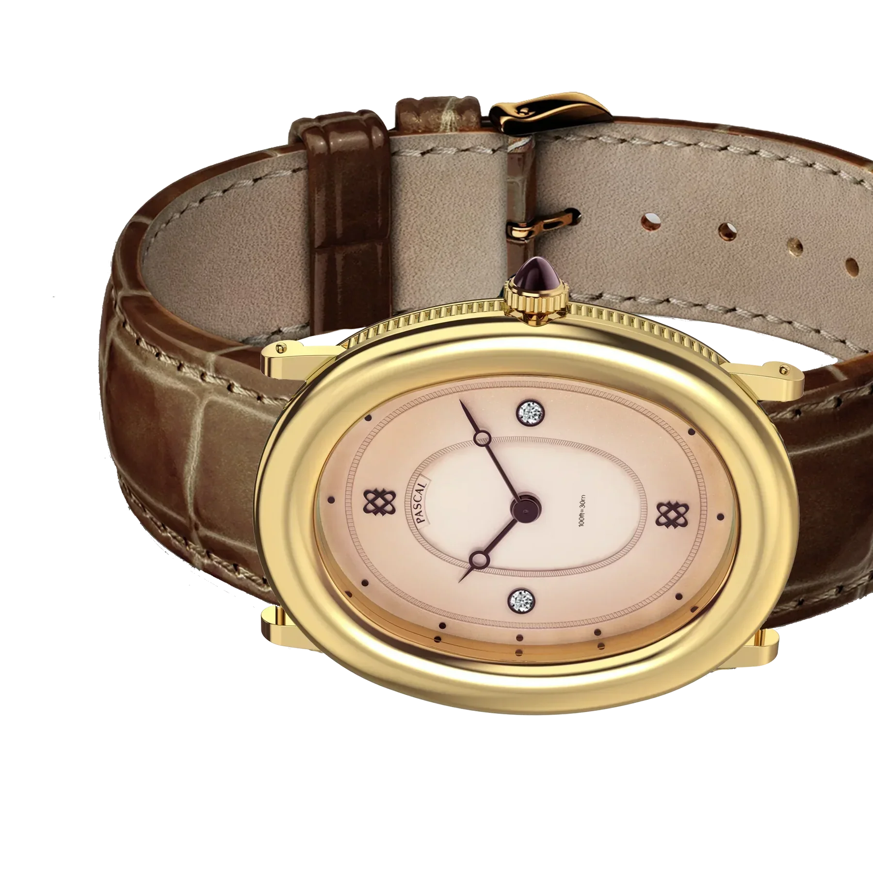 Oval Bubble Diamond Watch - Salmon Dial