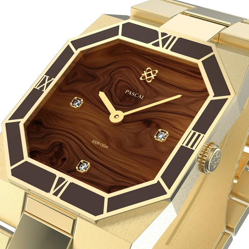 Octagonal Enamel Diamond Watch - Woodland Evening