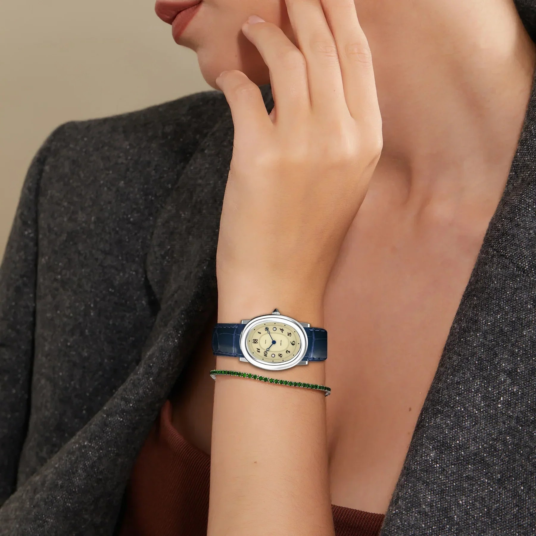 Oval Bubble Diamond Watch - Abysmal Sea