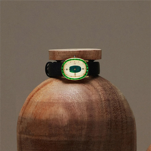 Oval Halo Diamond Watch - Greenery Crown