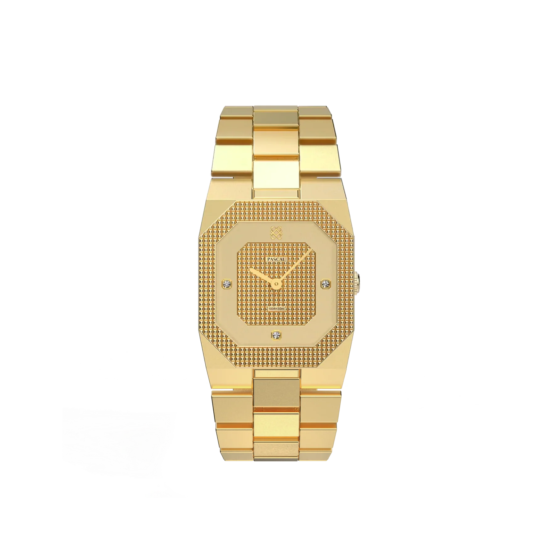 Octagonal Clou de Paris Diamond Watch - Golden Spring