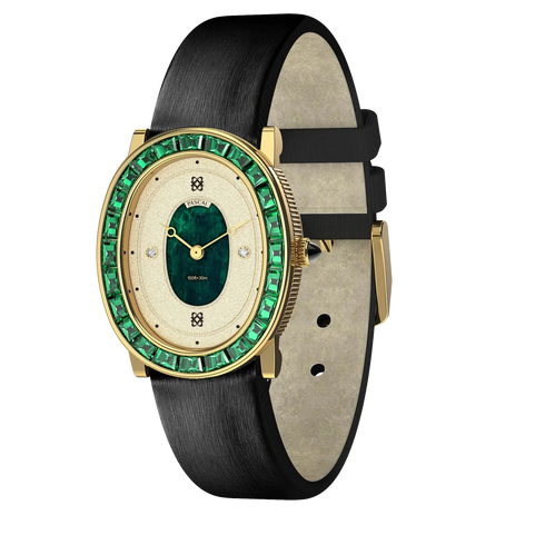 Oval Halo Diamond Watch - Greenery Crown