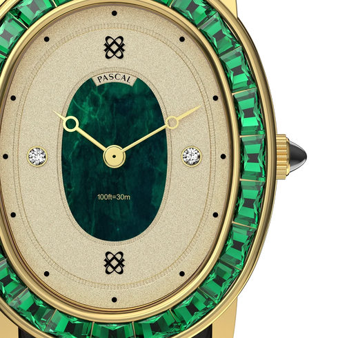 Oval Halo Diamond Watch - Greenery Crown