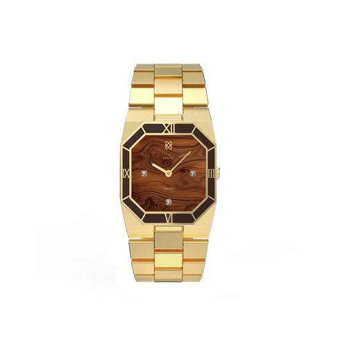 Octagonal Enamel Diamond Watch - Woodland Evening