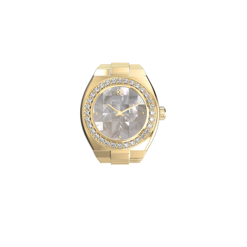 Luxe Classic Diamond Watch Ring - Checkered Mosaic