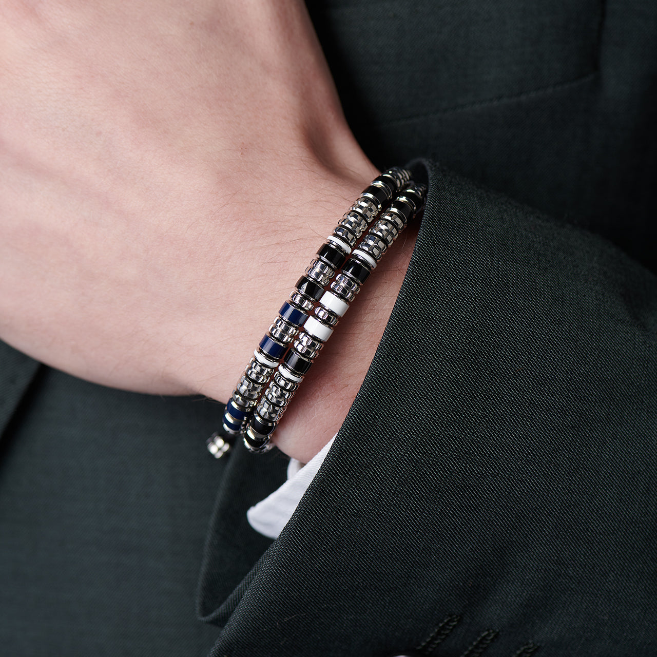 Bracelet - EV - Silver - Blue &amp; Black