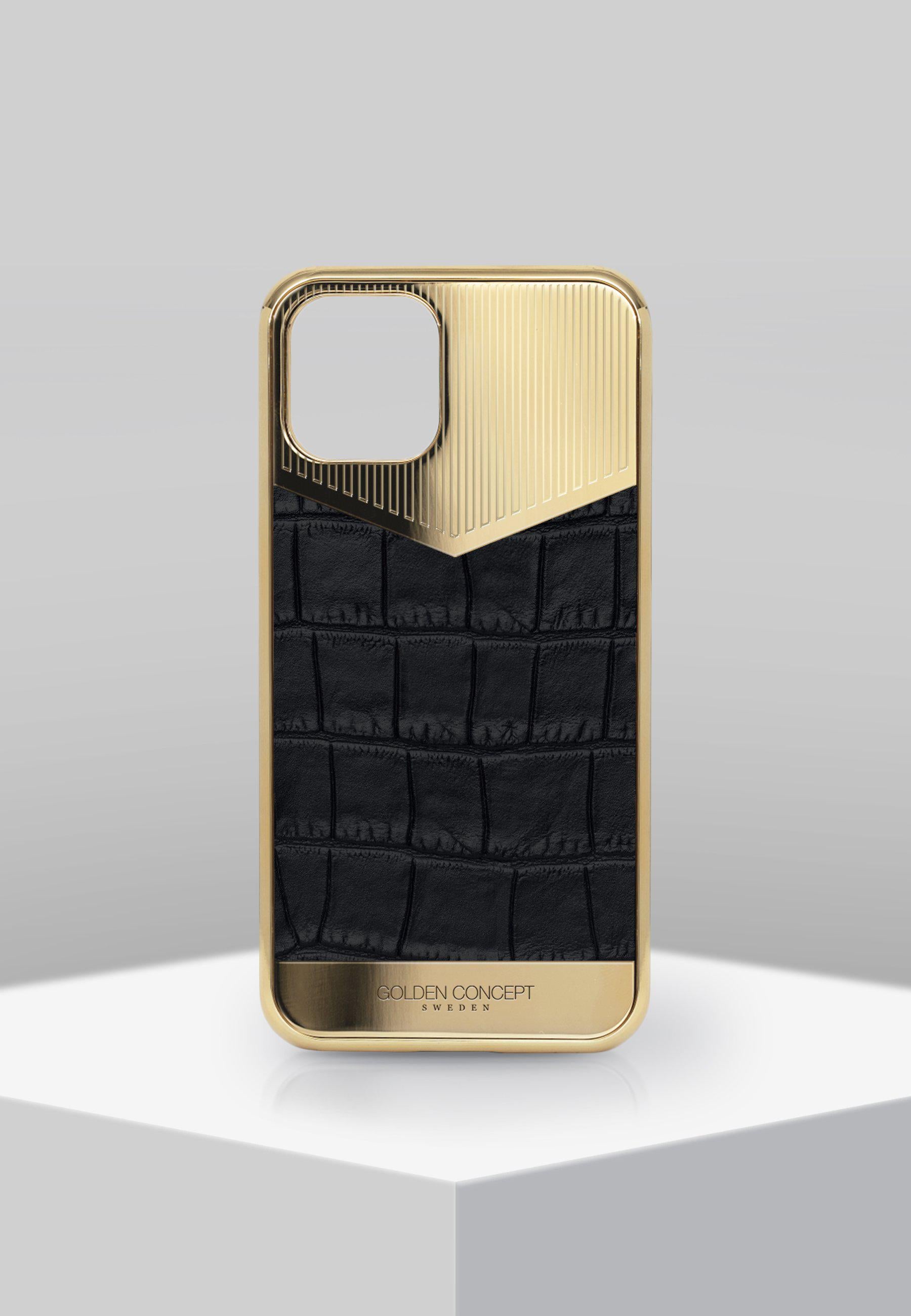 IPHONE CASE - DIVIDED LEATHER BLKGOLD-GOLDEN CONCEPT-principeprive