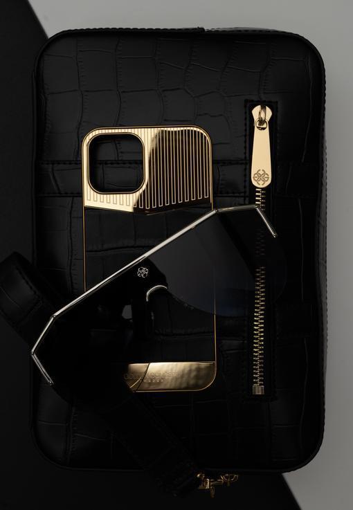 IPHONE CASE - DIVIDED LEATHER BLKGOLD-GOLDEN CONCEPT-principeprive