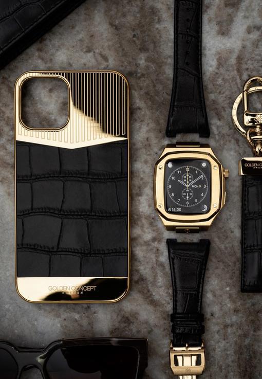 IPHONE CASE - DIVIDED LEATHER BLKGOLD-GOLDEN CONCEPT-principeprive