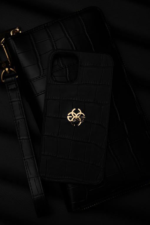 IPHONE CASE - LEATHER BLK/GOLD-GOLDEN CONCEPT-principeprive