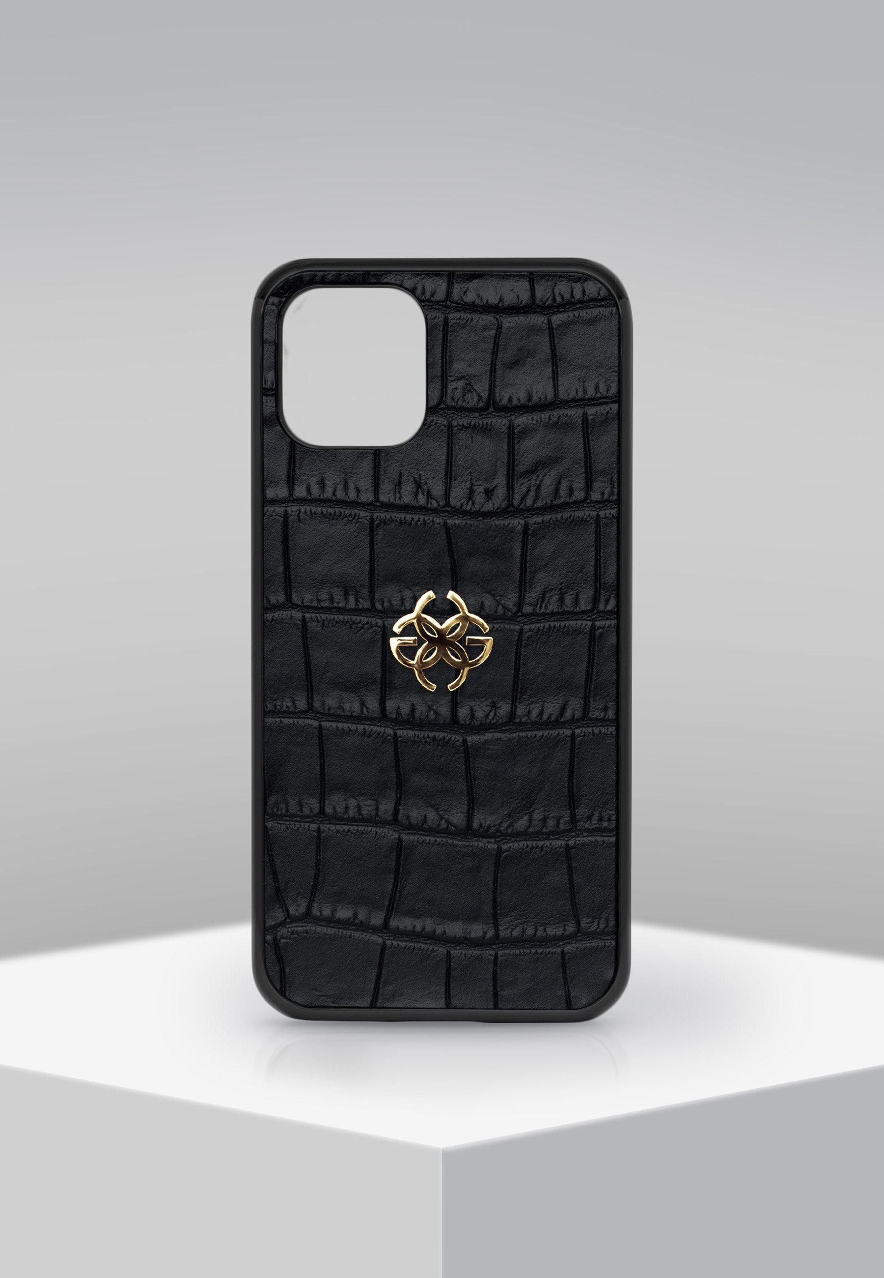 IPHONE CASE - LEATHER BLK/GOLD-GOLDEN CONCEPT-principeprive