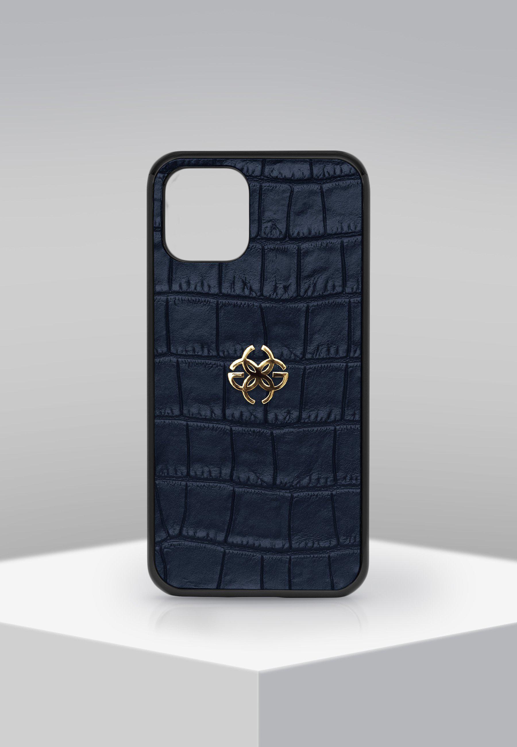 IPHONE CASE - LEATHER BLUE/GOLD-GOLDEN CONCEPT-principeprive