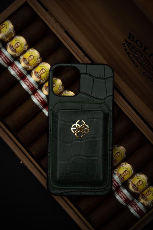 IPhone case - LEATHER WALLET GRN/GOLD-GOLDEN CONCEPT-principeprive