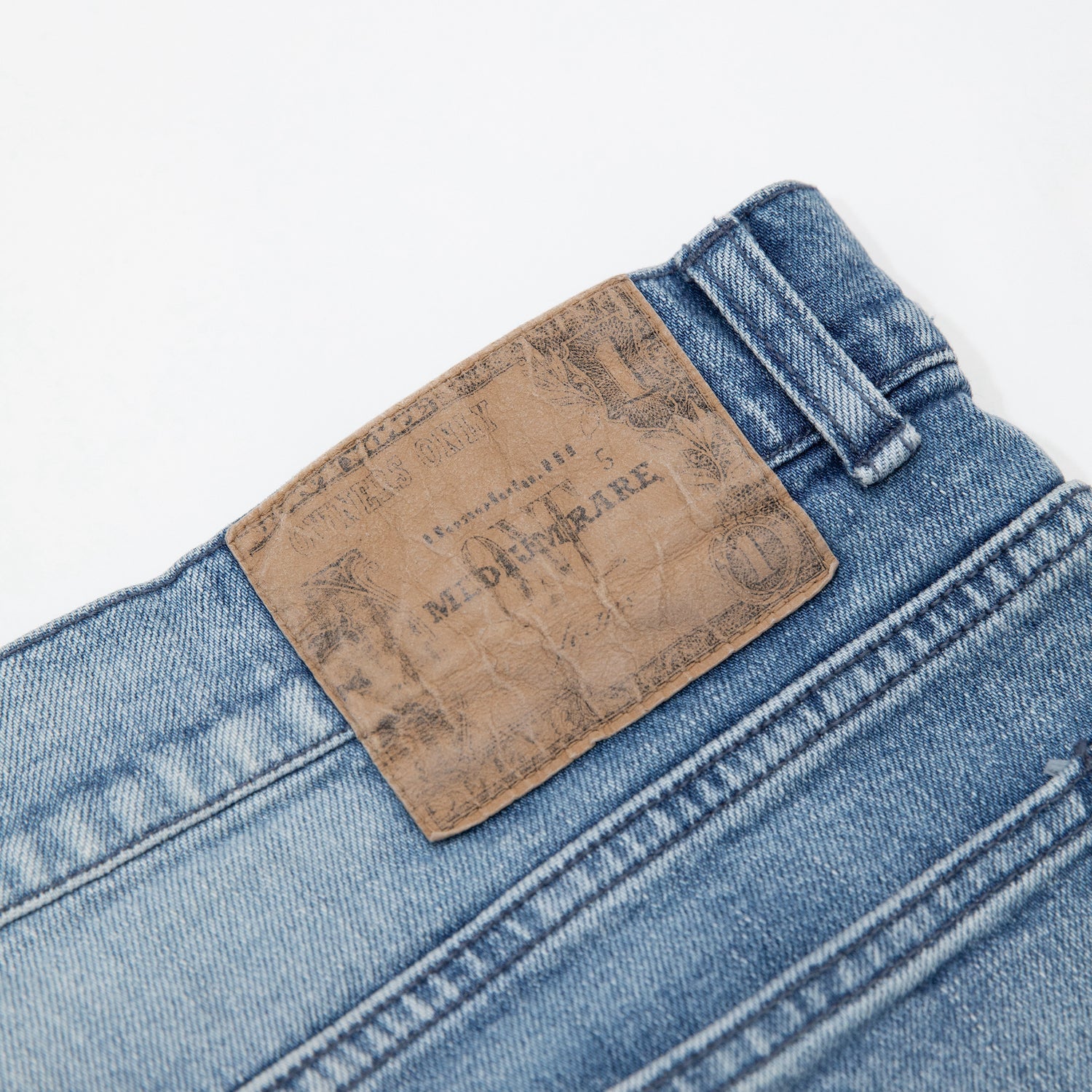 "E" CRUSHED &amp; REPAIRED DENIM