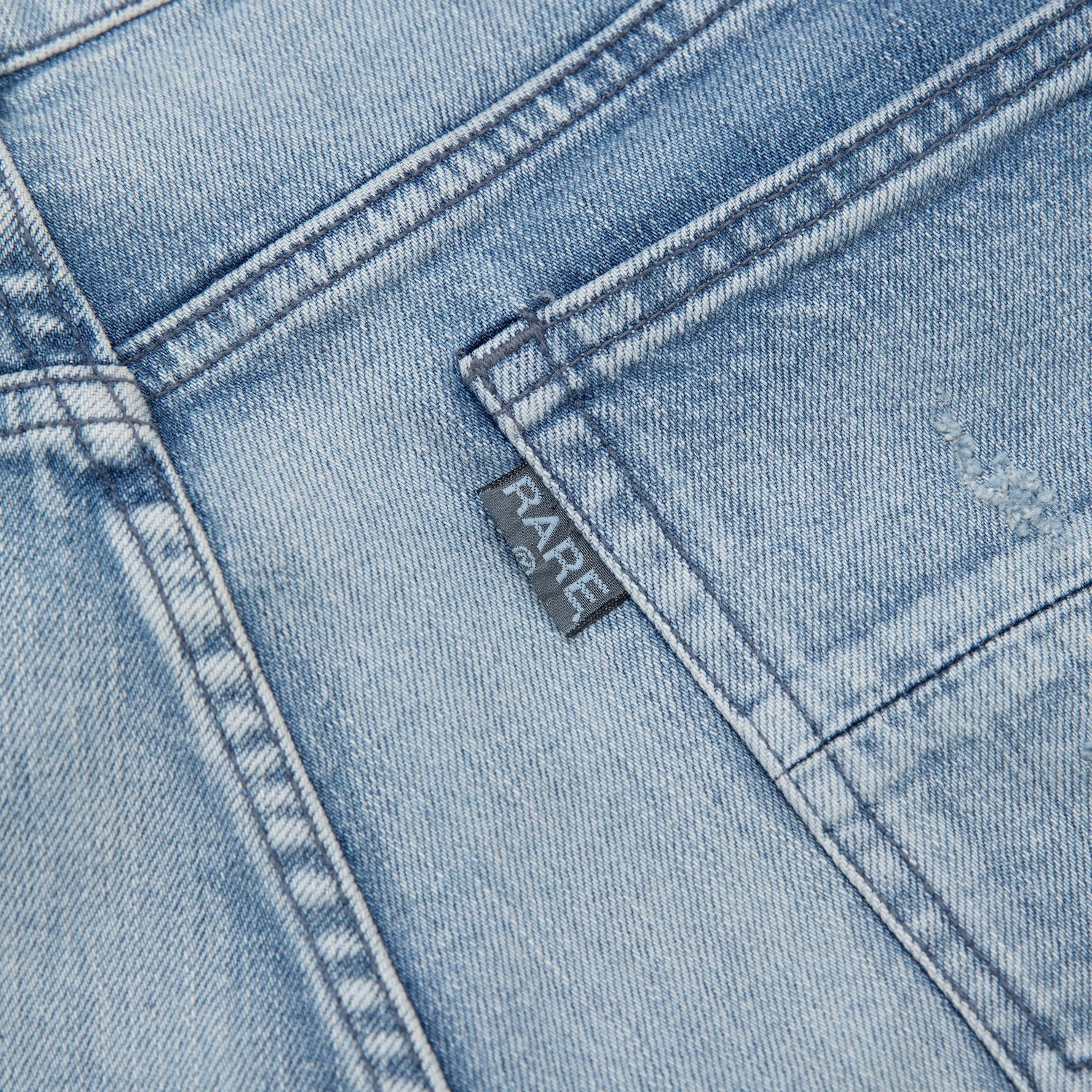 "E" CRUSHED &amp; REPAIRED DENIM