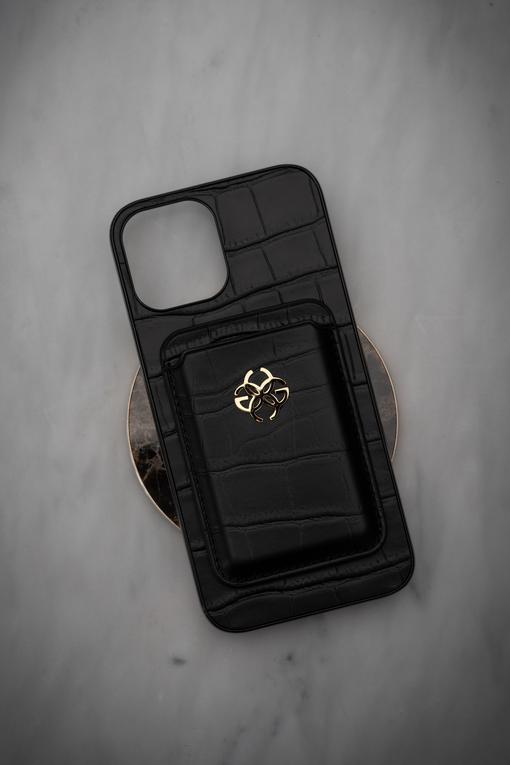 IPHONE CASE - LEATHER WALLET BLK/GOLD-GOLDEN CONCEPT-principeprive