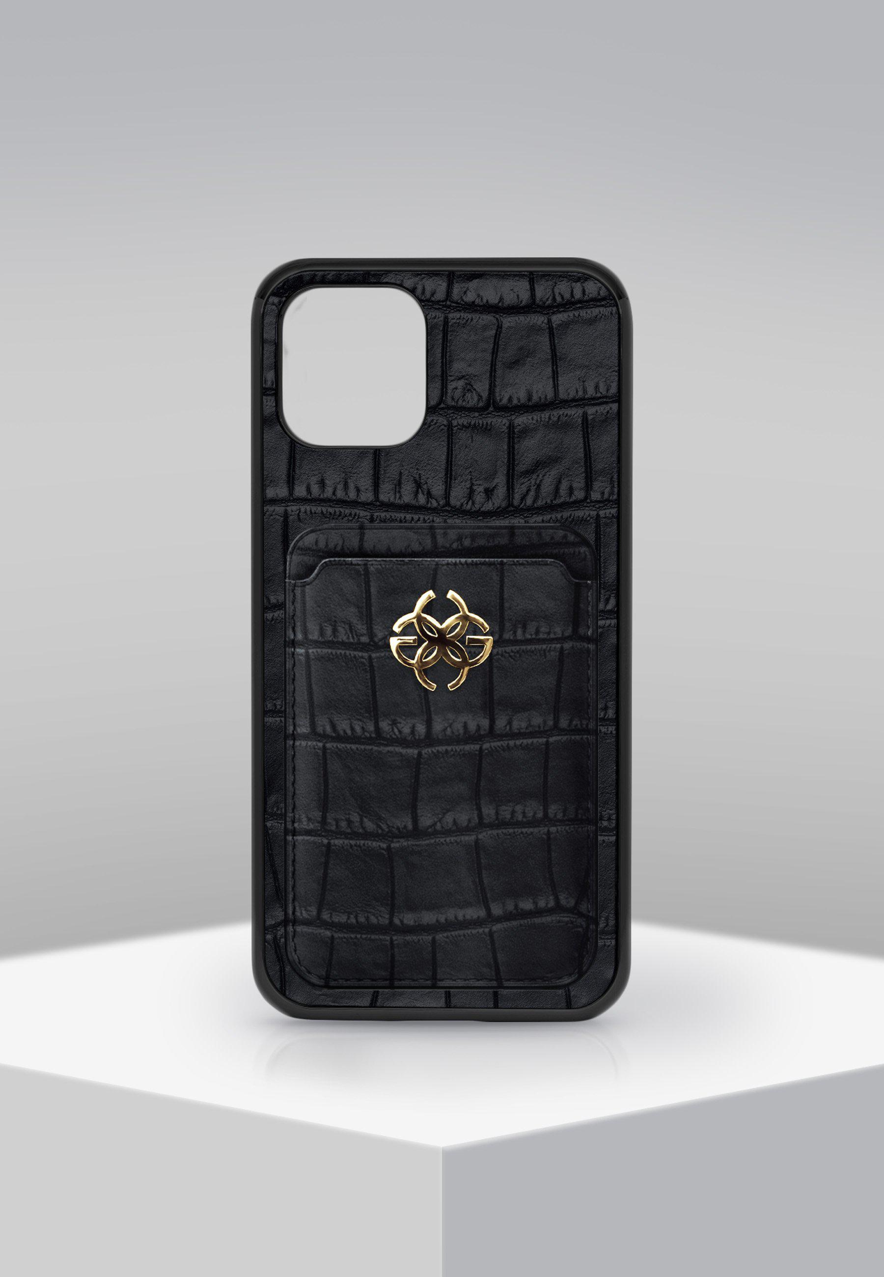 IPHONE CASE - LEATHER WALLET BLK/GOLD-GOLDEN CONCEPT-principeprive