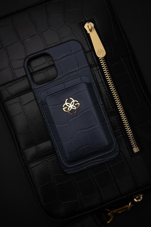 IPhone case - LEATHER WALLET BLU/GOLD-GOLDEN CONCEPT-principeprive