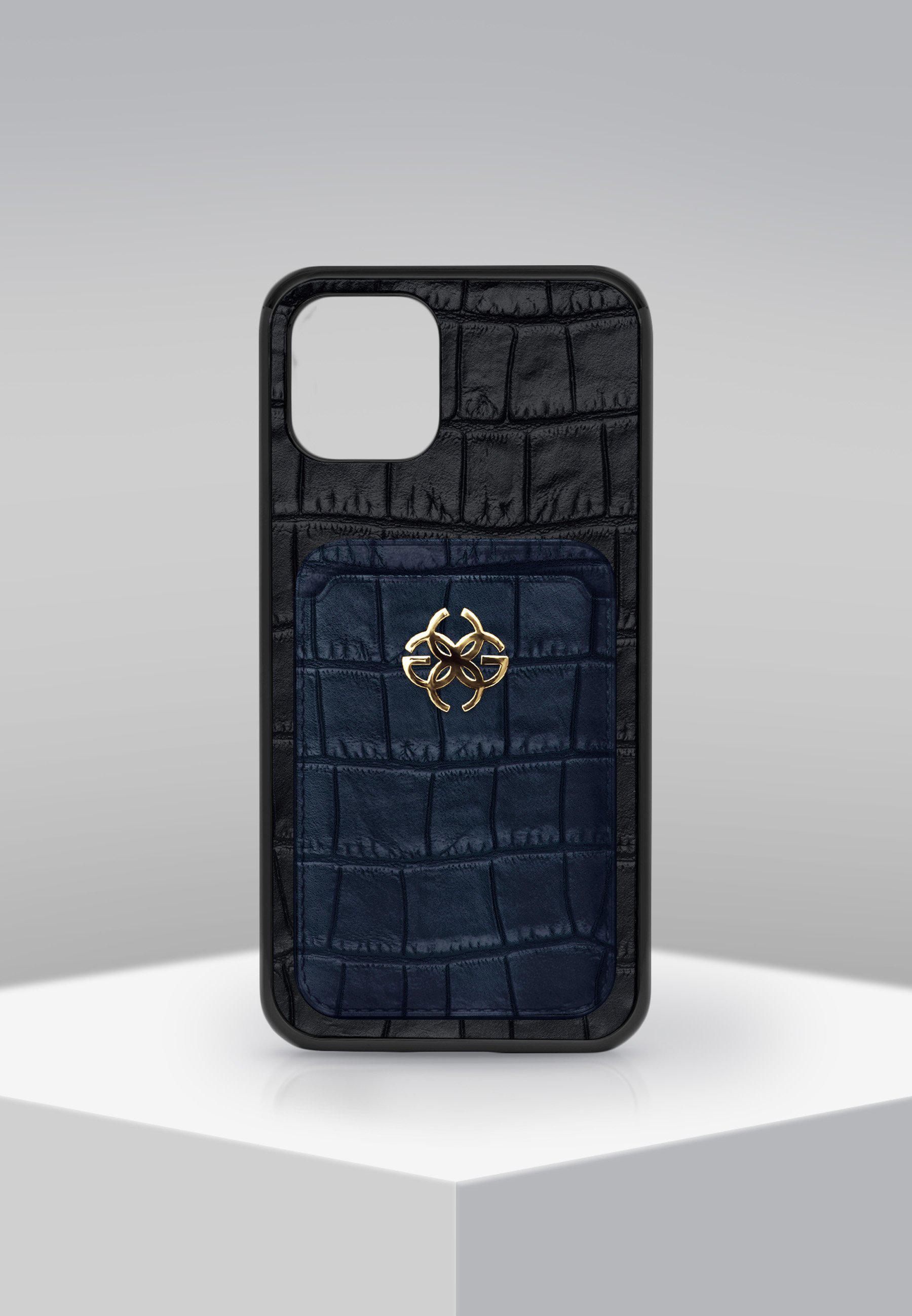 IPhone case - LEATHER WALLET BLU/GOLD-GOLDEN CONCEPT-principeprive